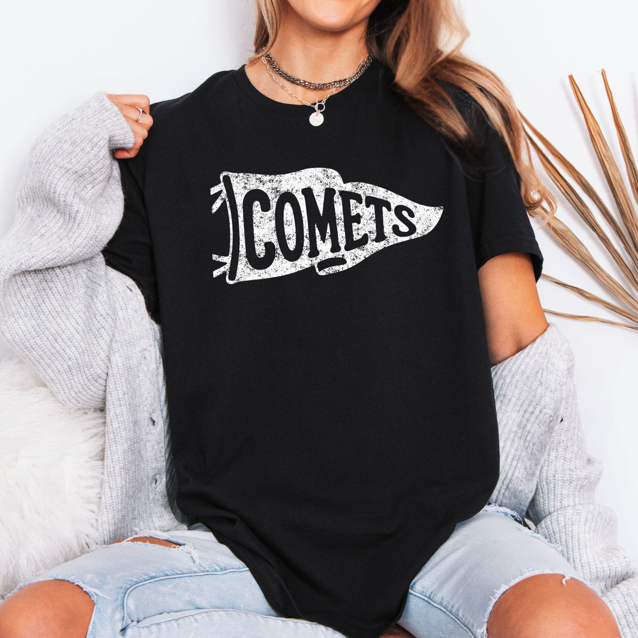 West Liberty Comets Distressed Pennant Tee