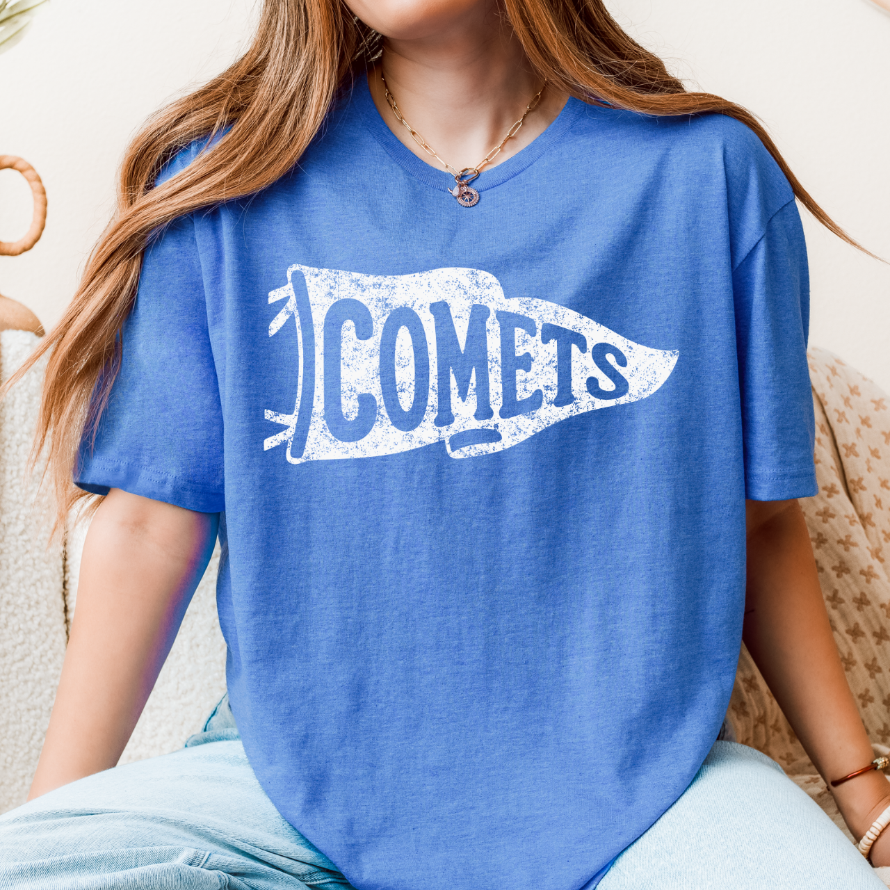 West Liberty Comets Distressed Pennant Tee