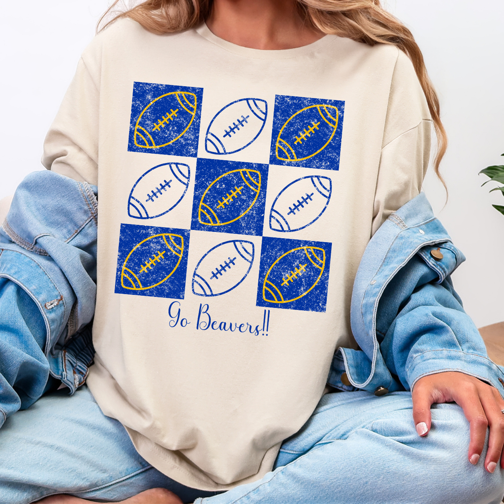 Wilton Beavers Football Checkerboard Tee