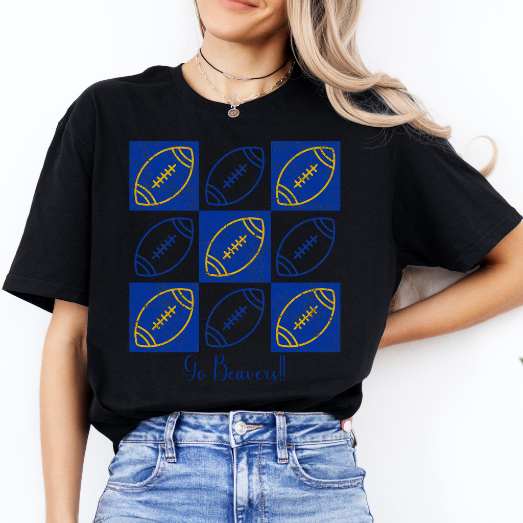 Wilton Beavers Football Checkerboard Tee