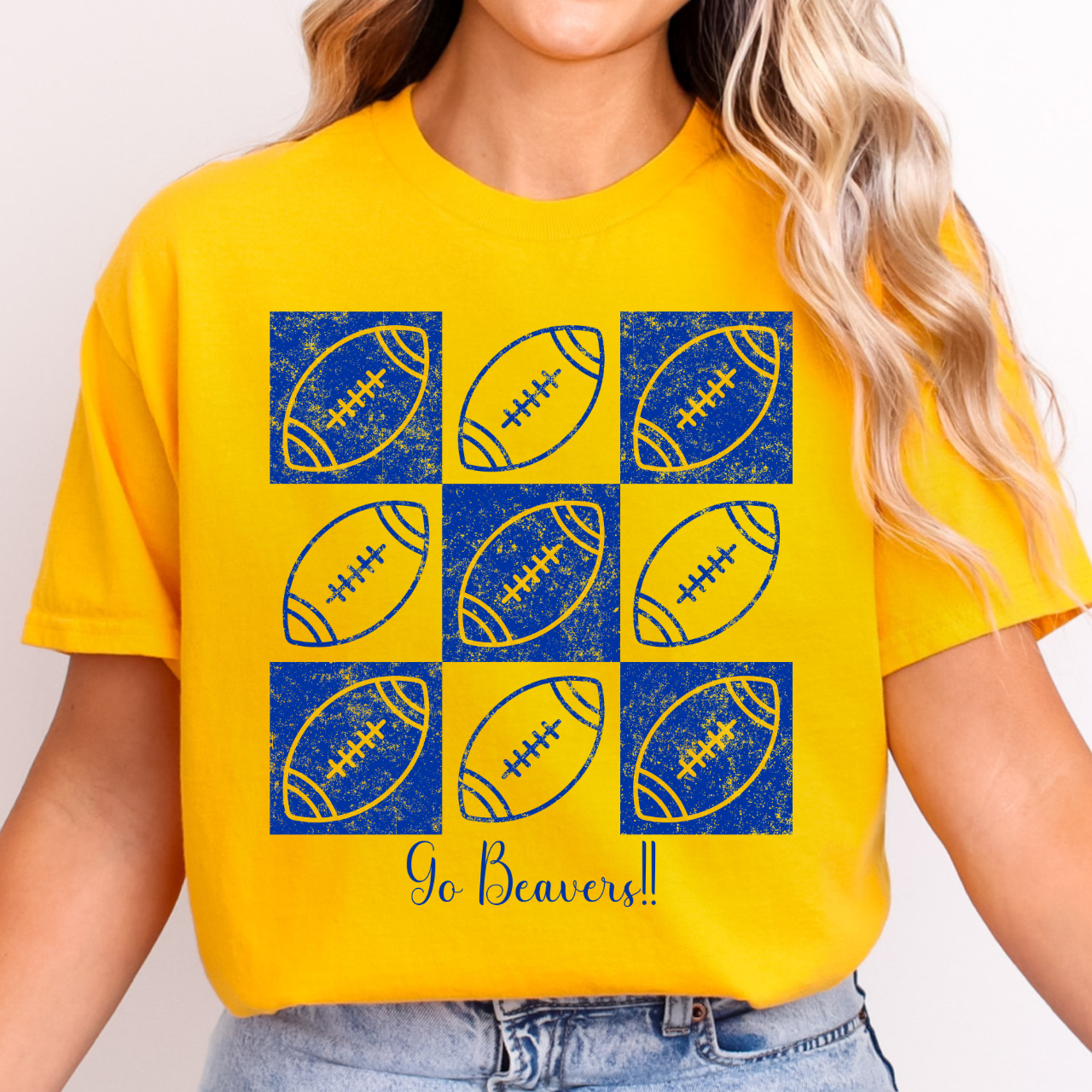 Wilton Beavers Football Checkerboard Tee