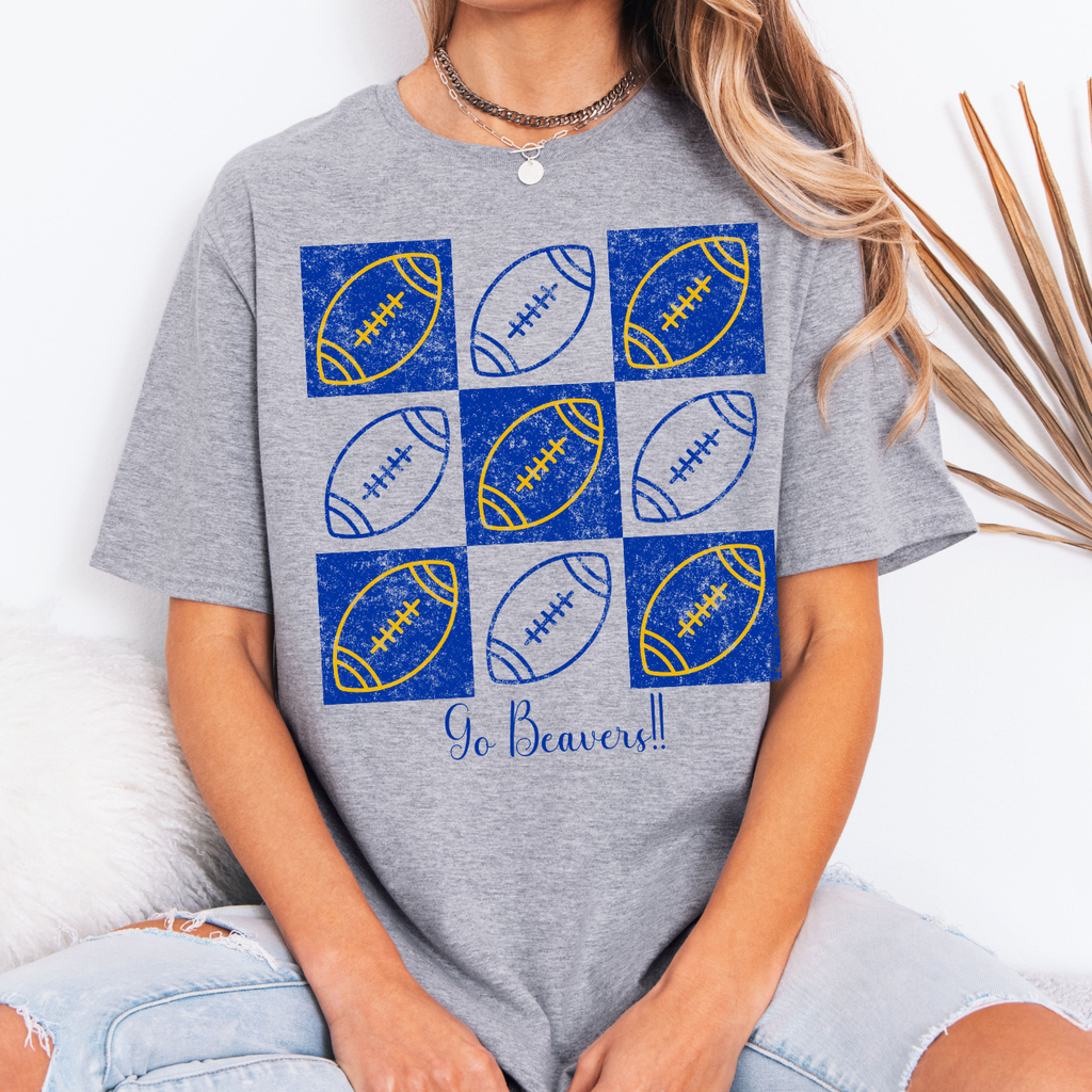 Wilton Beavers Football Checkerboard Tee