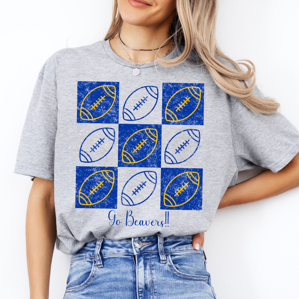 Wilton Beavers Football Checkerboard Tee