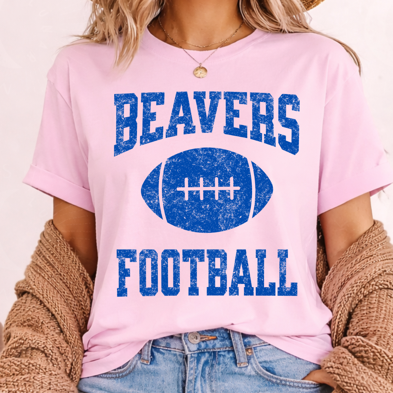 Wilton Beavers Football Tee (Blue)