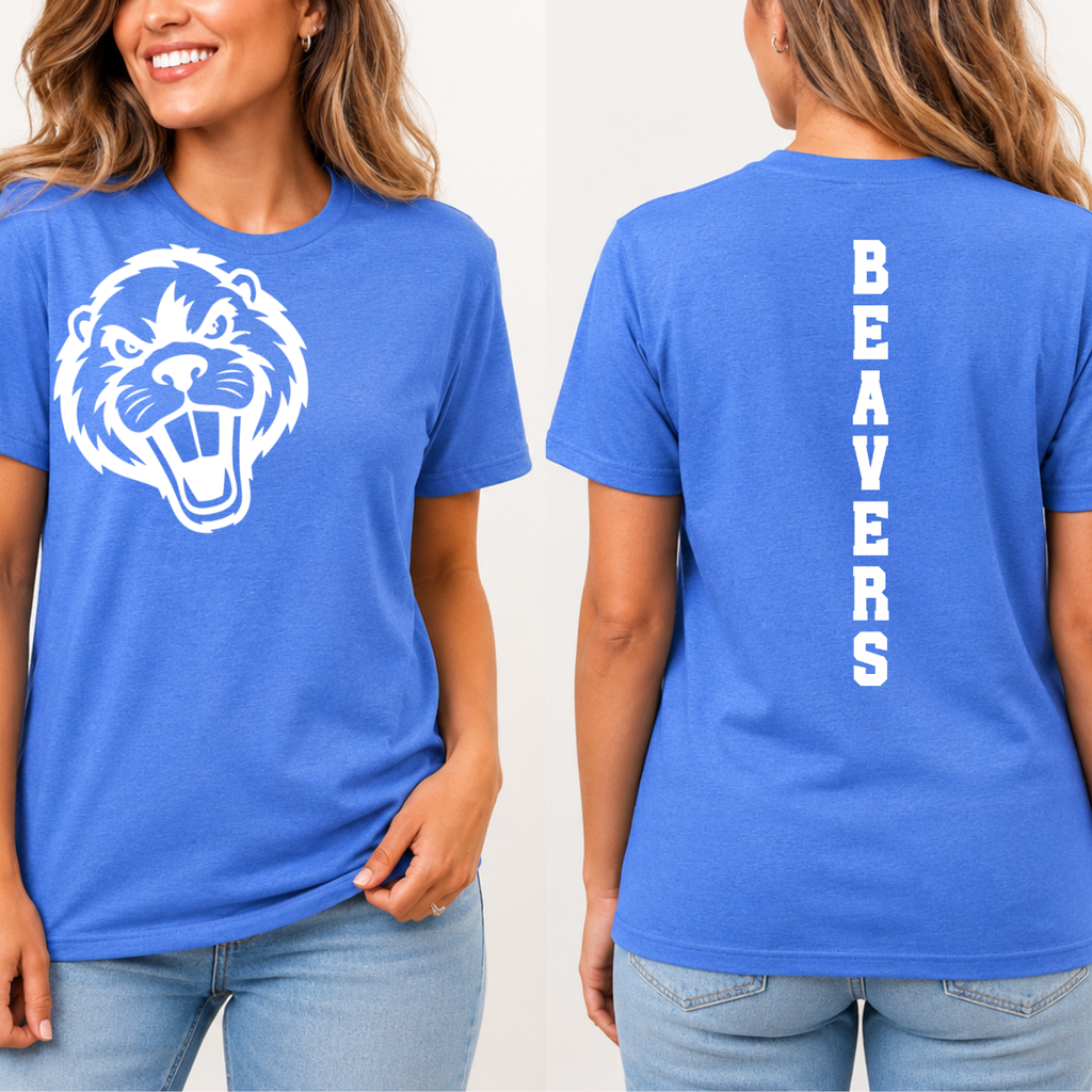Wilton Beavers Mascot Face Tee Front/Back