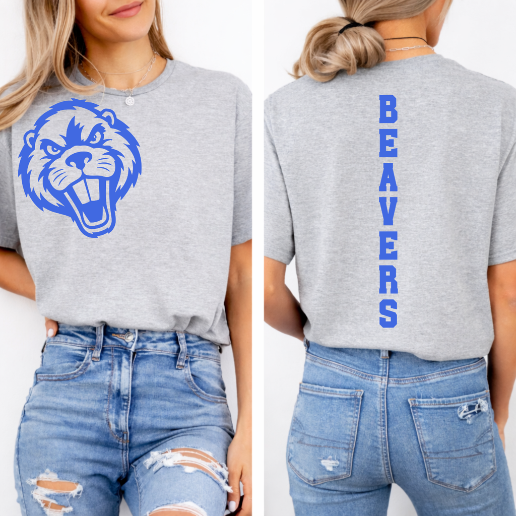 Wilton Beavers Mascot Face Tee Front/Back