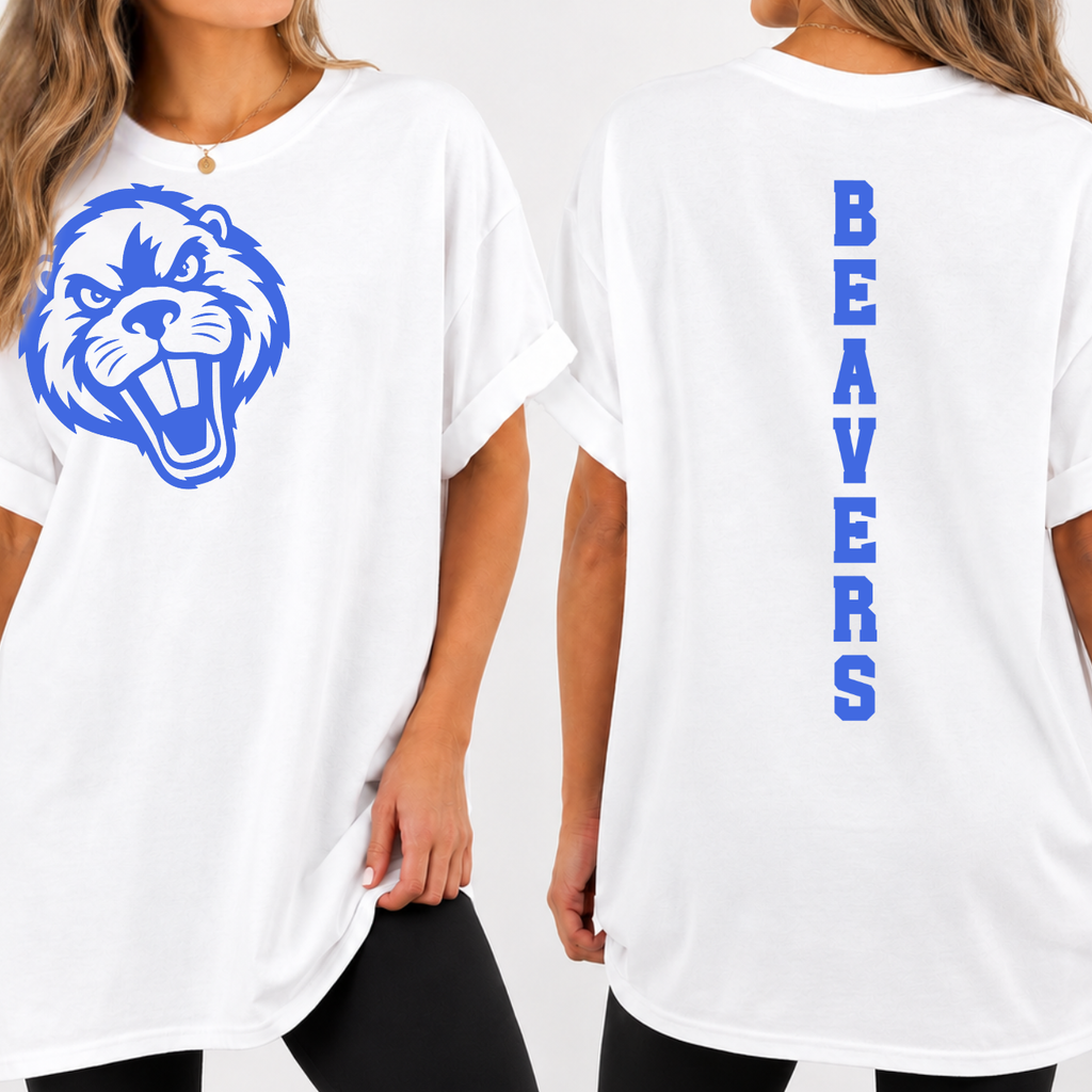 Wilton Beavers Mascot Face Tee Front/Back