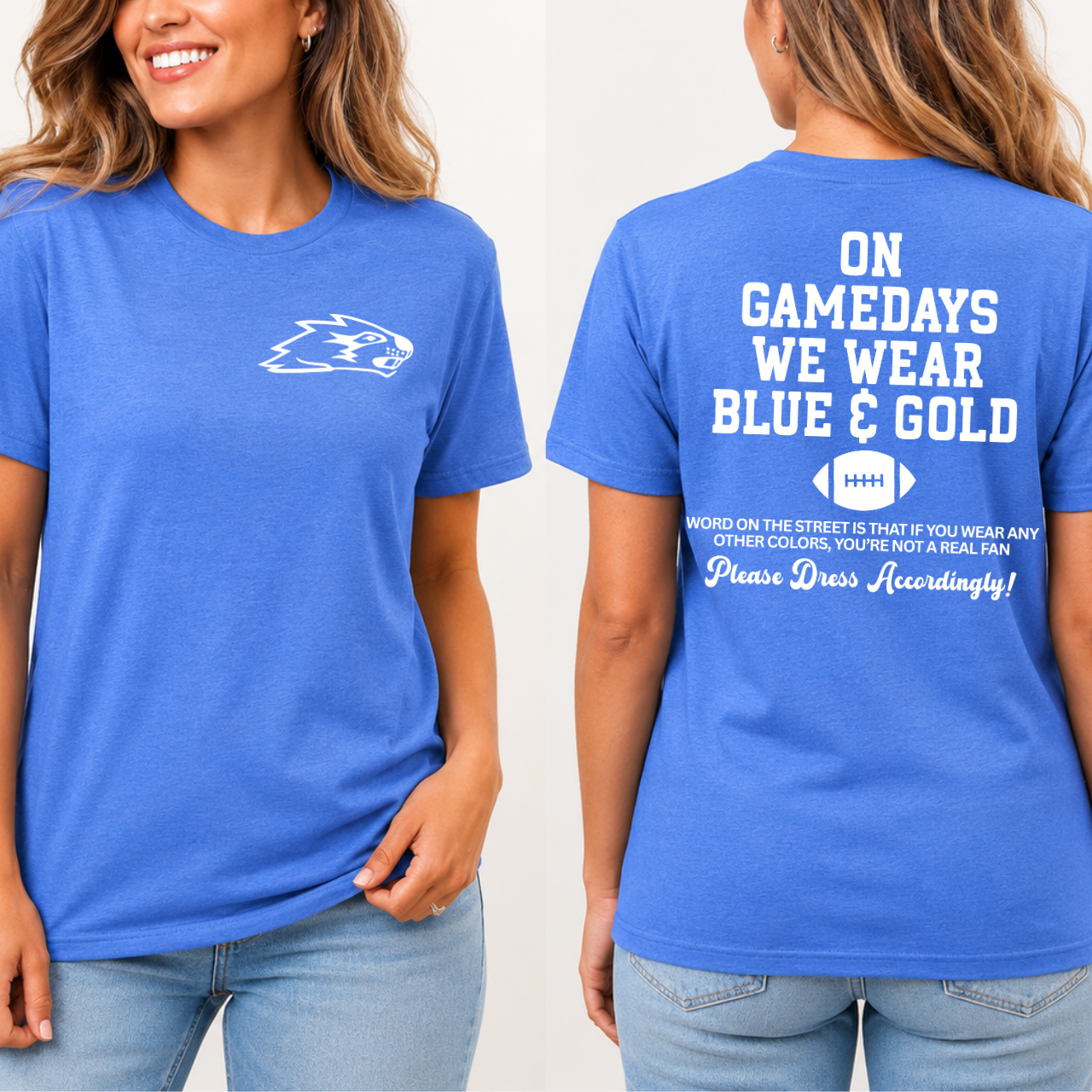 Wilton Beavers On Game Days We Wear Blue and Gold Tee