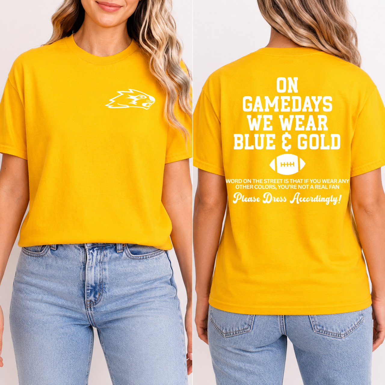 Wilton Beavers On Game Days We Wear Blue and Gold Tee