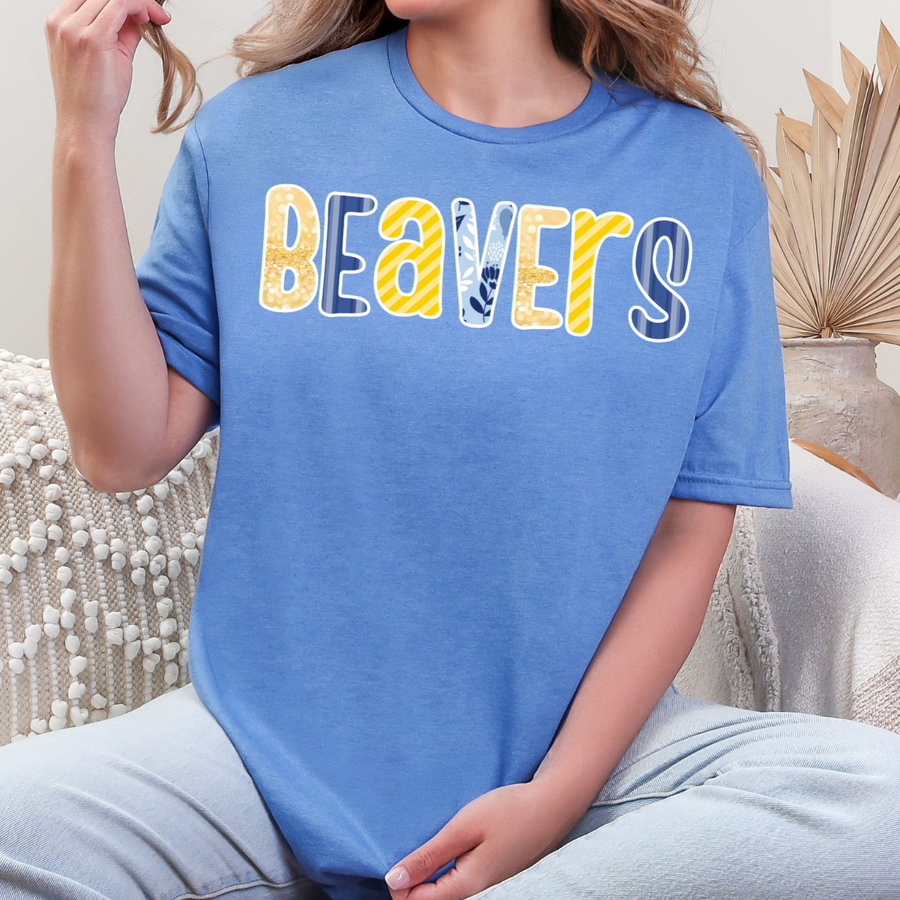 Wilton Beavers Pattern Letter Graphic Tee