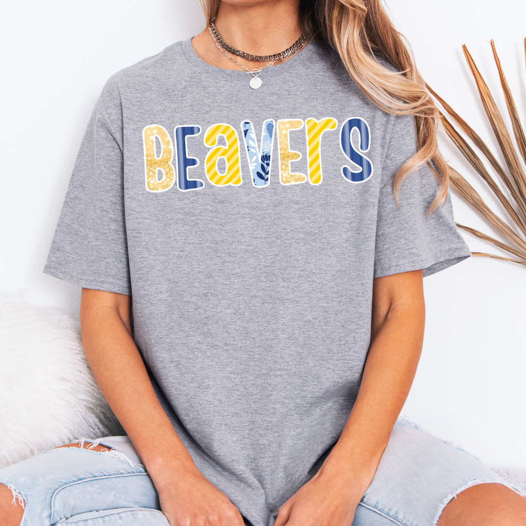 Wilton Beavers Pattern Letter Graphic Tee