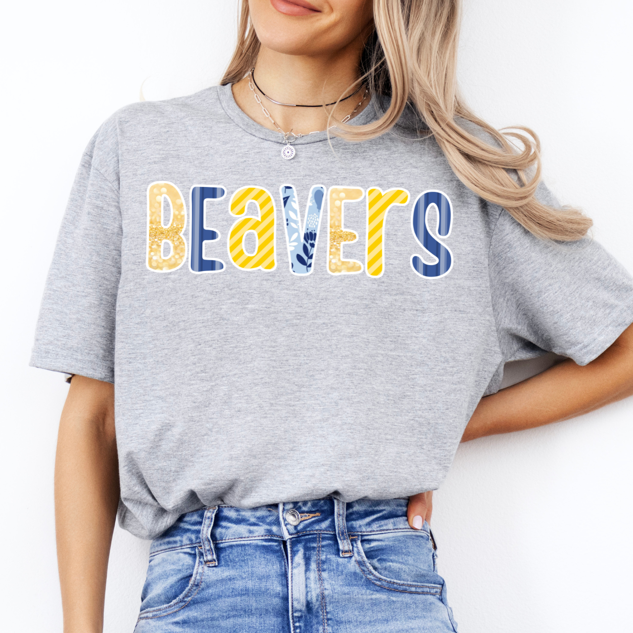 Wilton Beavers Pattern Letter Graphic Tee