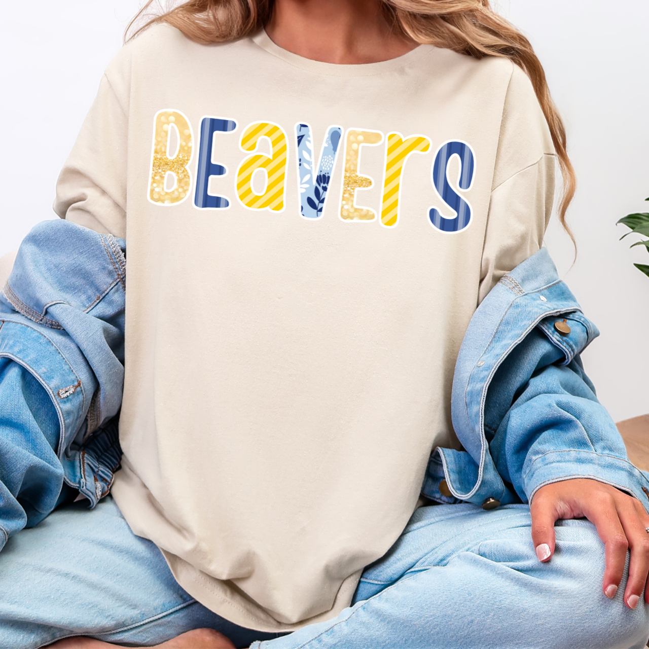 Wilton Beavers Pattern Letter Graphic Tee