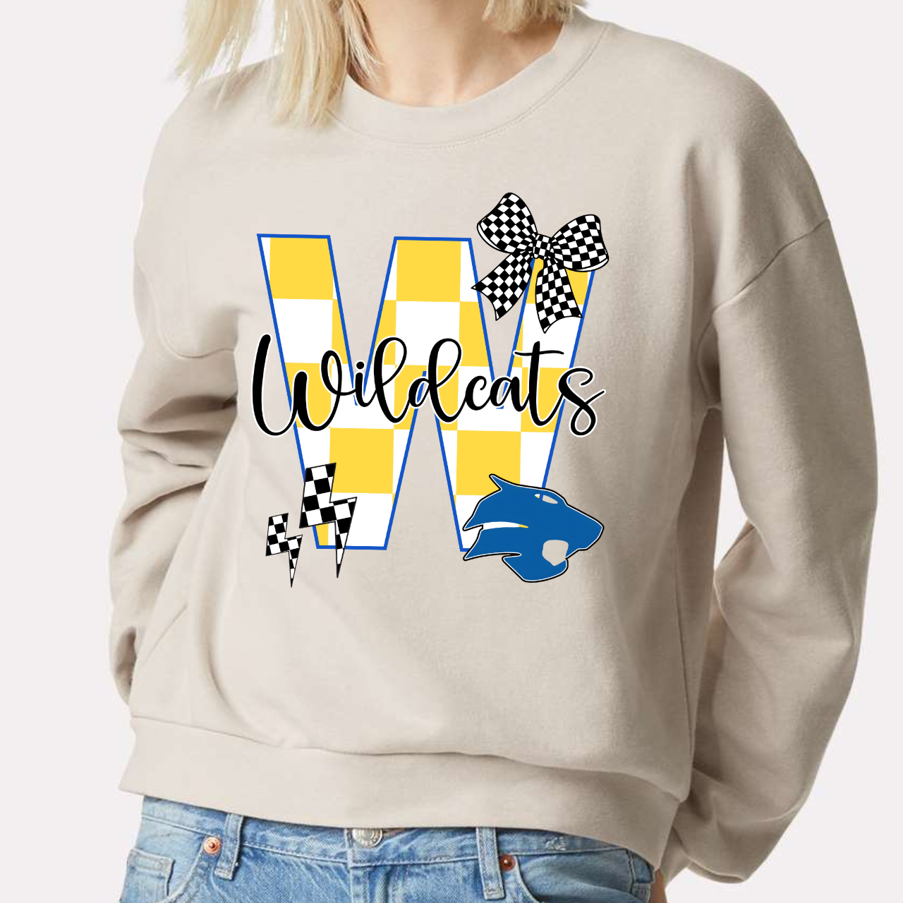 Durant Wildcats Bow Crop Crewneck