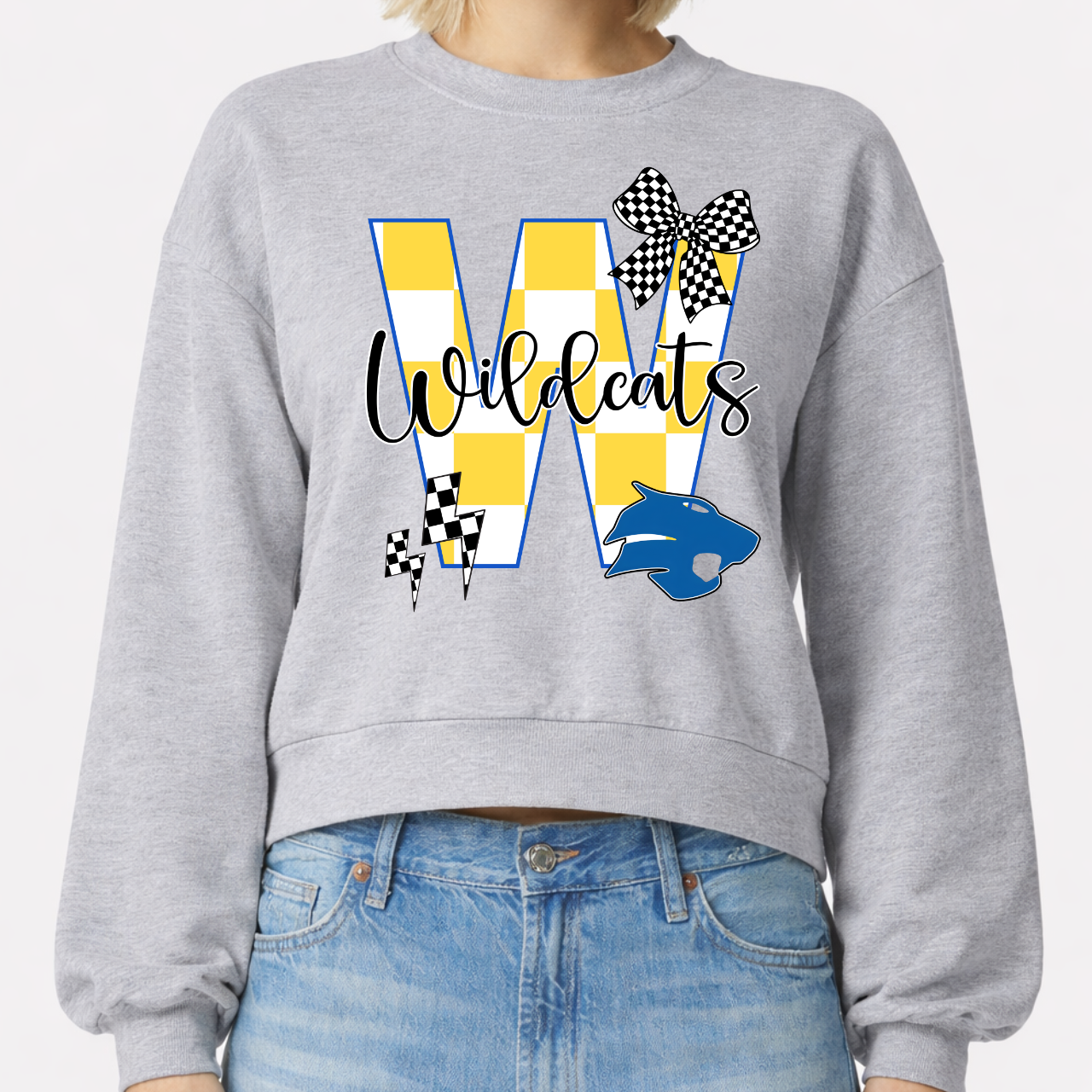 Durant Wildcats Bow Crop Crewneck