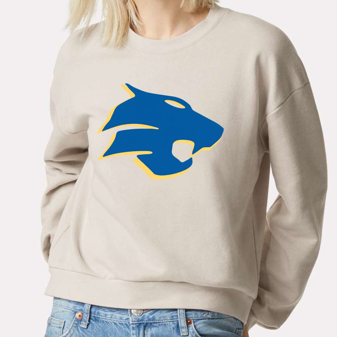 Durant Wildcats Logo Crop Crewneck