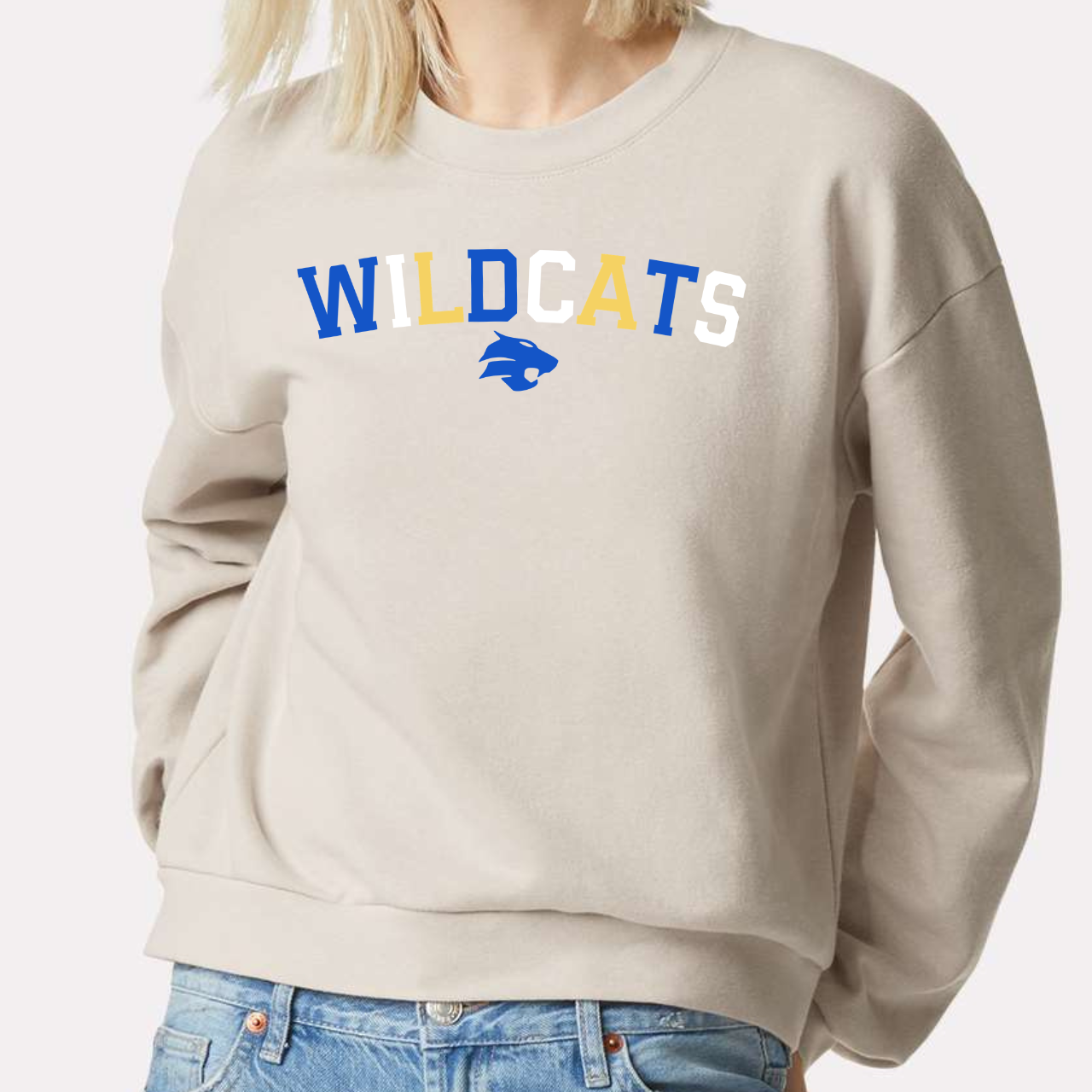 Durant Wildcats Classic Arch Crop Crewneck