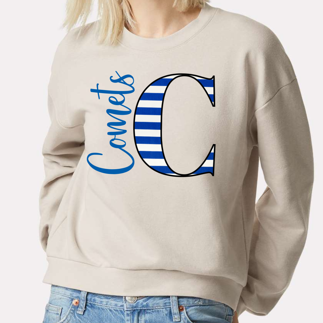 West Liberty Comets Stripe “C” Crop Crewneck