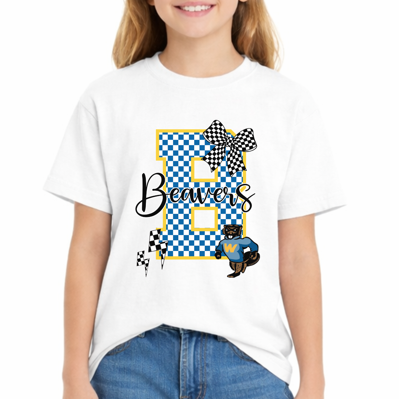 Wilton Youth Checkered Beavers Tee