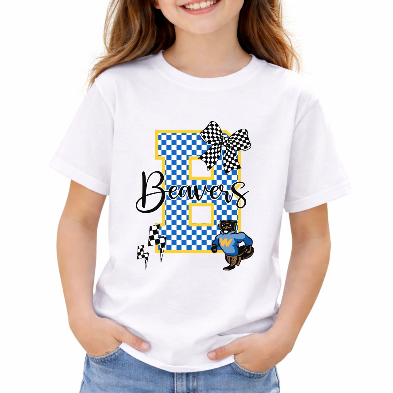 Wilton Youth Checkered Beavers Tee