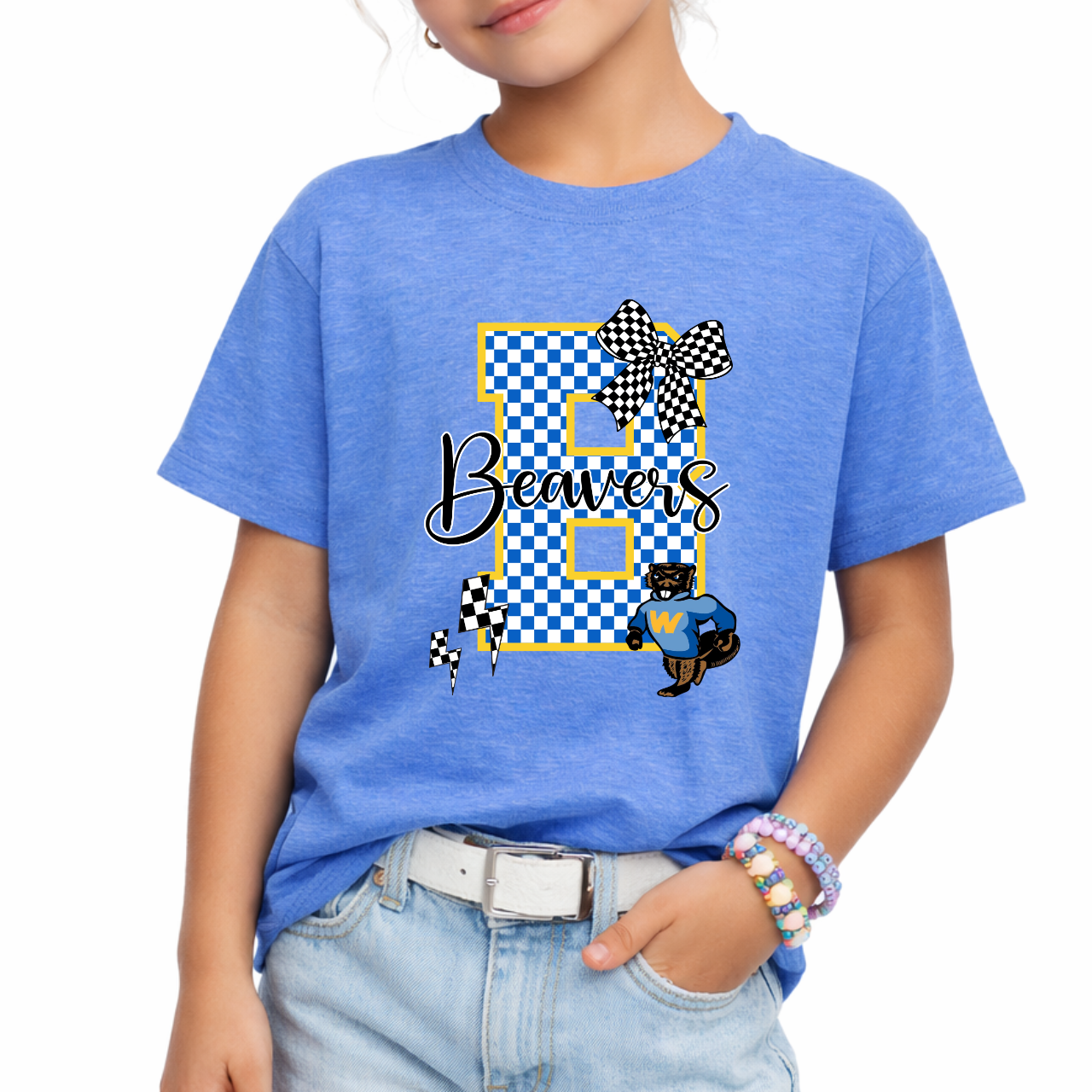 Wilton Youth Checkered Beavers Tee