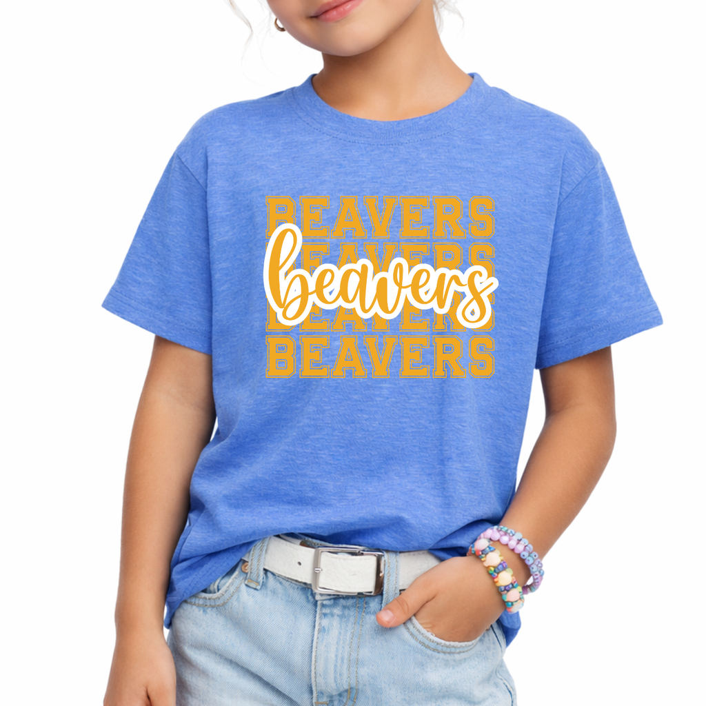 Wilton Youth Stacked Beavers Tee
