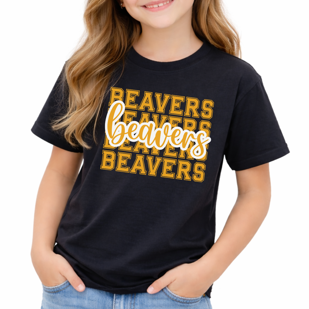 Wilton Youth Stacked Beavers Tee