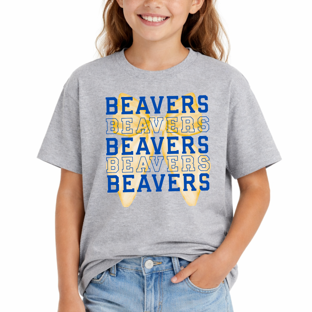 Wilton Youth Layered Varsity Beavers Bow Tee