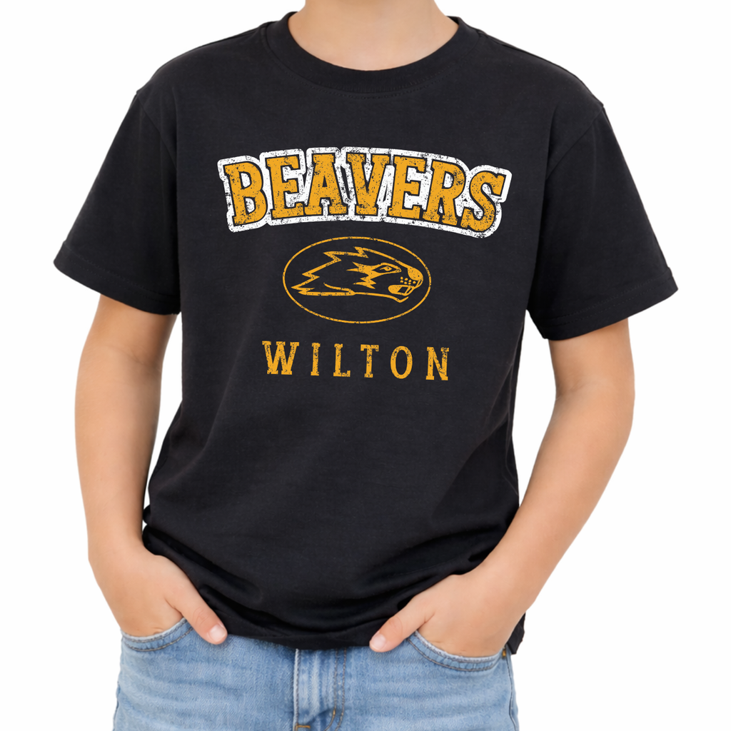 Wilton Youth Vintage Mascot Beavers Tee