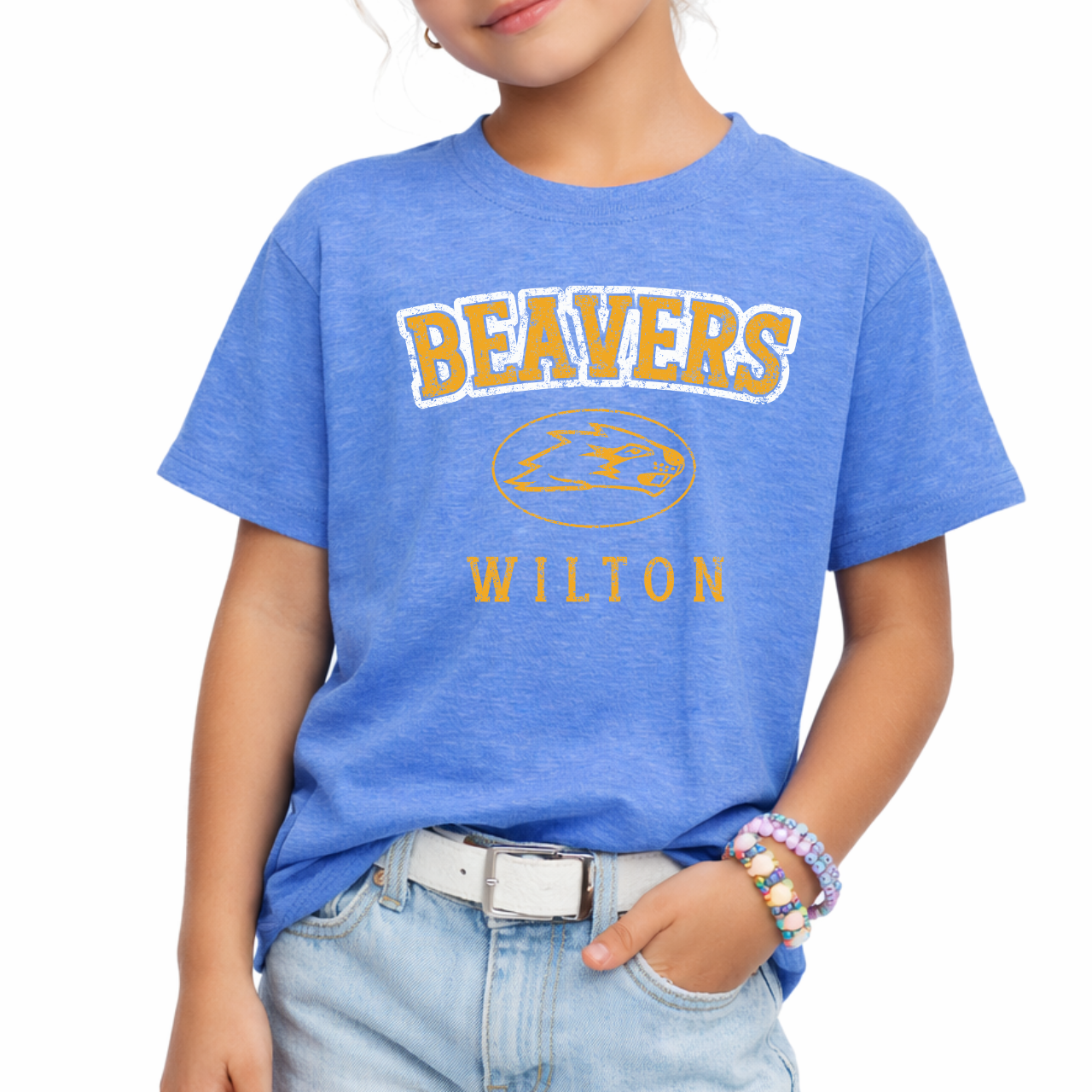 Wilton Youth Vintage Mascot Beavers Tee