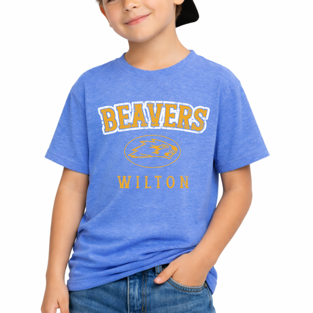 Wilton Youth Vintage Mascot Beavers Tee