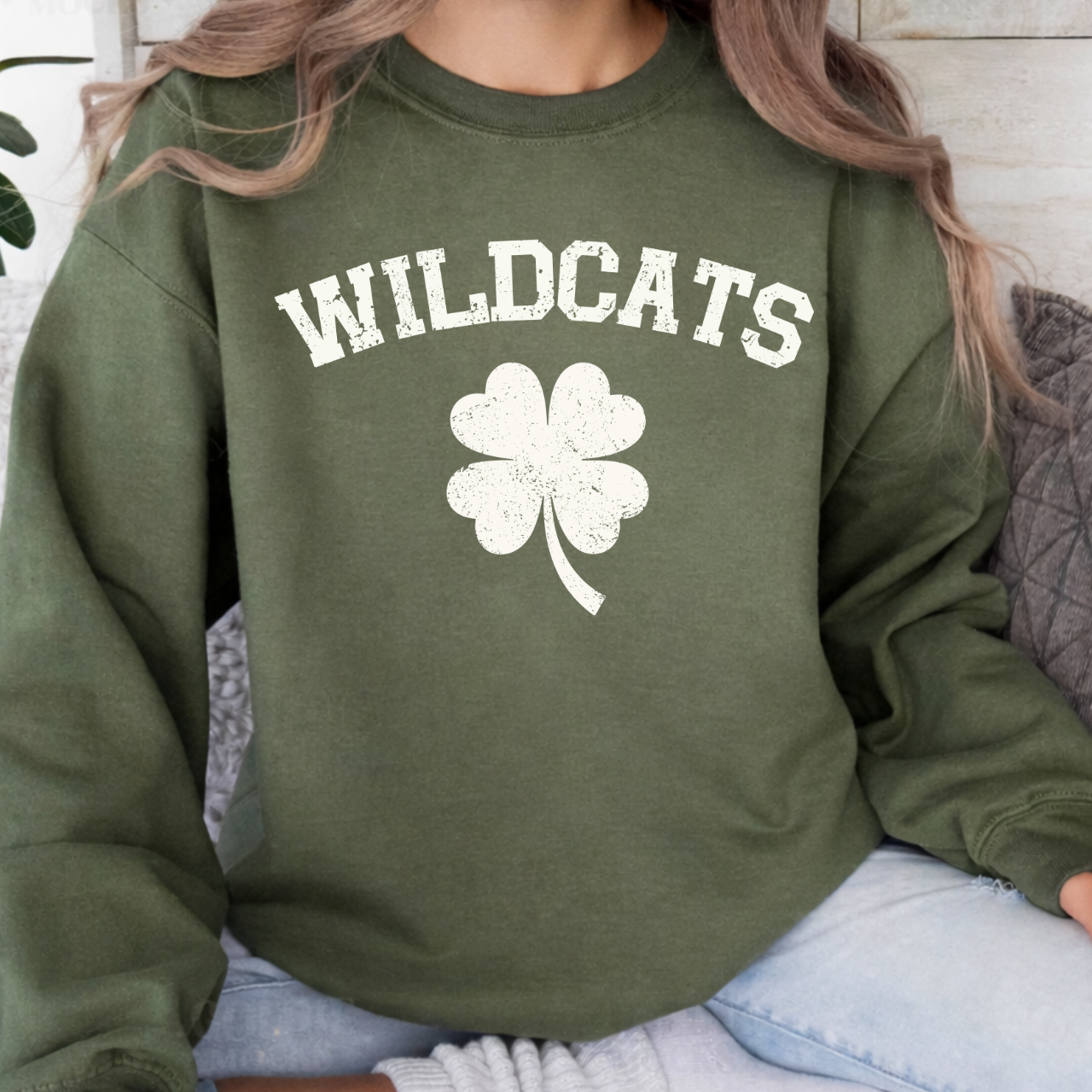 Durant Wildcats - Wildcats Vintage Shamrock Crewneck