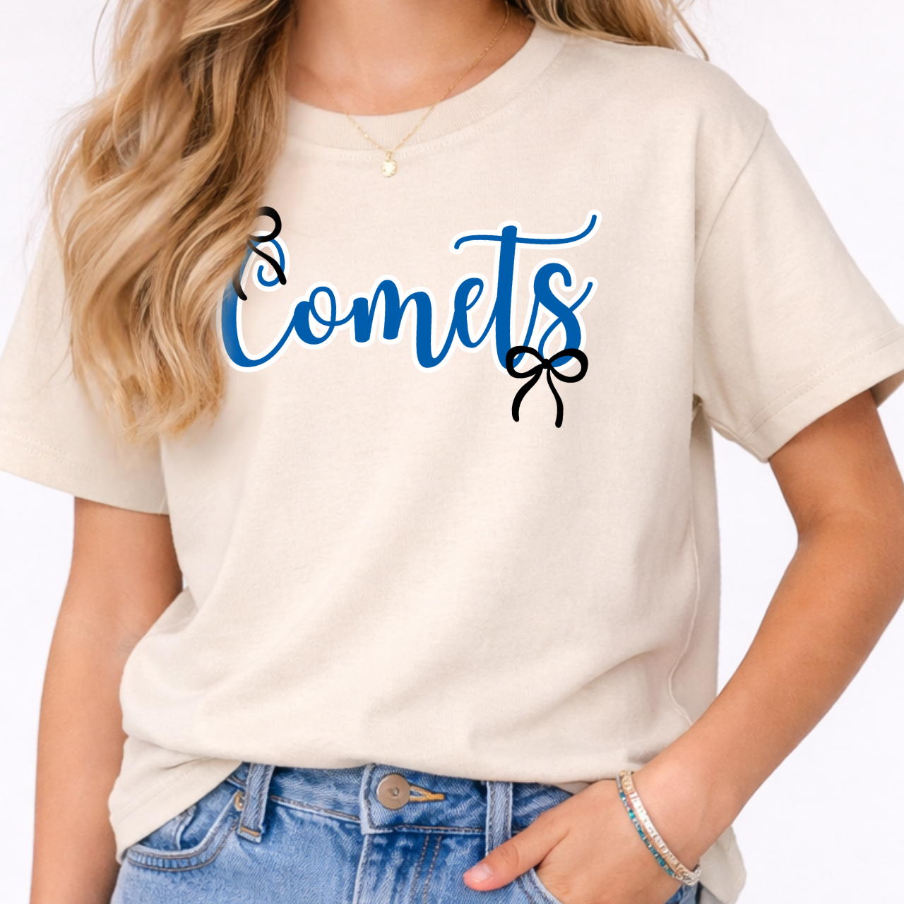 West Liberty Comets Script Bow Youth Tee