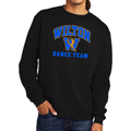 Wilton Dance Team Champion Powerblend crewnecks in black, charcoal and gray with royal blue and gold W dancer design
