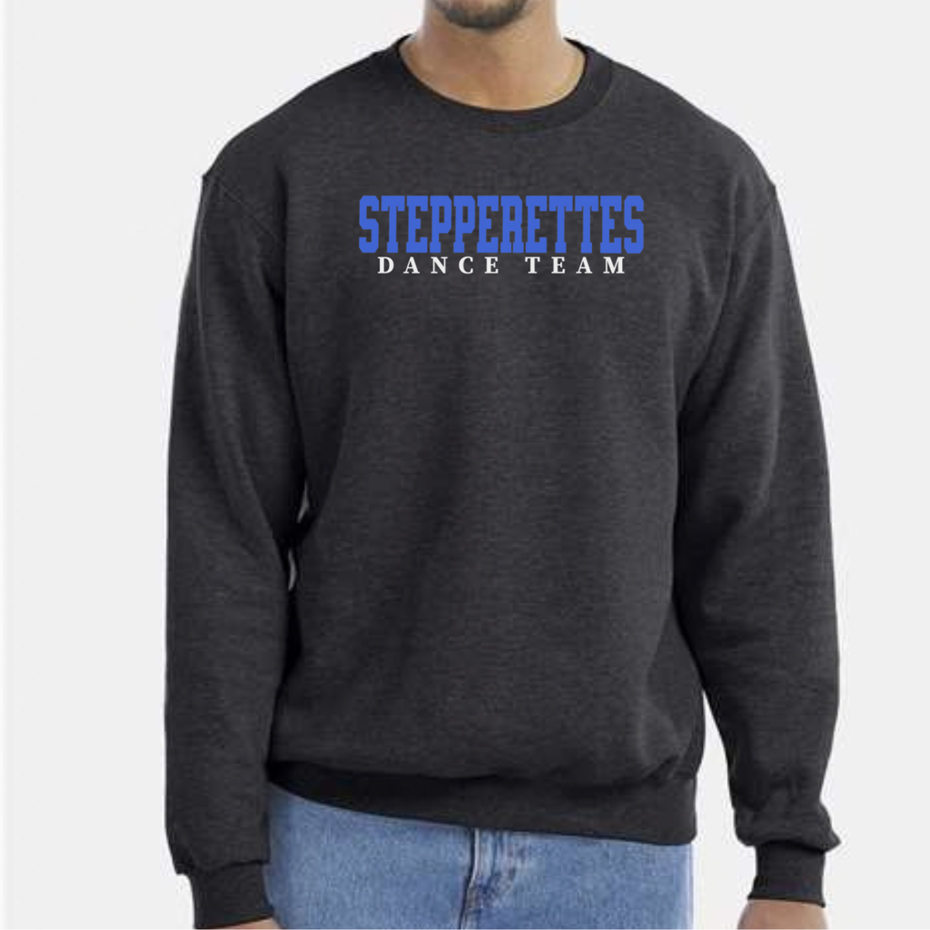Shop the Wilton Stepperettes varsity dance team Champion Powerblend crewneck with a bold royal blue team design. Each purchase supports the fundraiser.