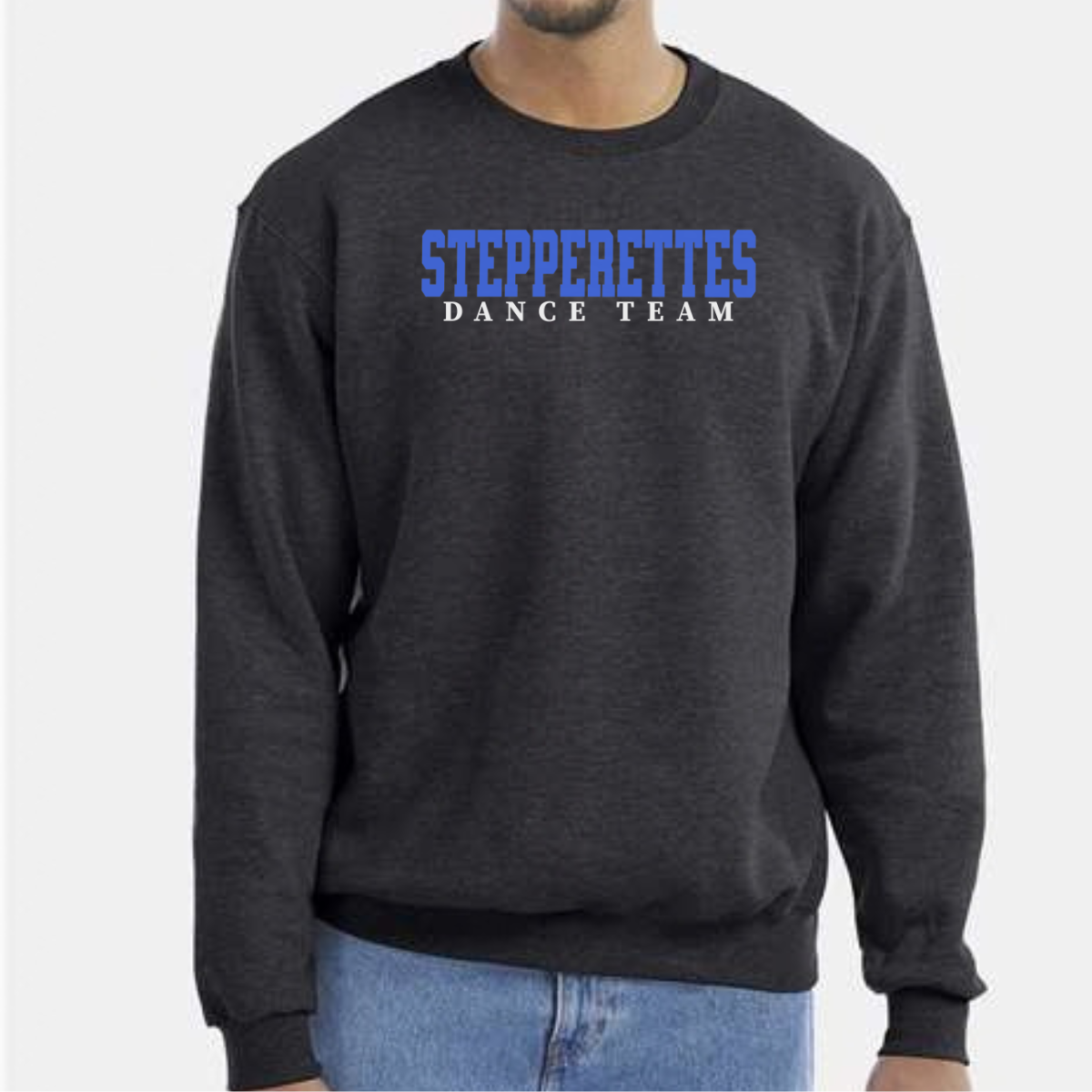 Shop the Wilton Stepperettes varsity dance team Champion Powerblend crewneck with a bold royal blue team design. Each purchase supports the fundraiser.