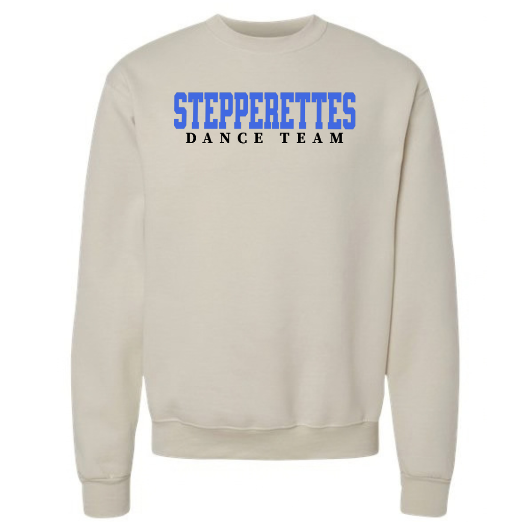 Shop the Wilton Stepperettes varsity dance team Champion Powerblend crewneck with a bold royal blue team design. Each purchase supports the fundraiser.