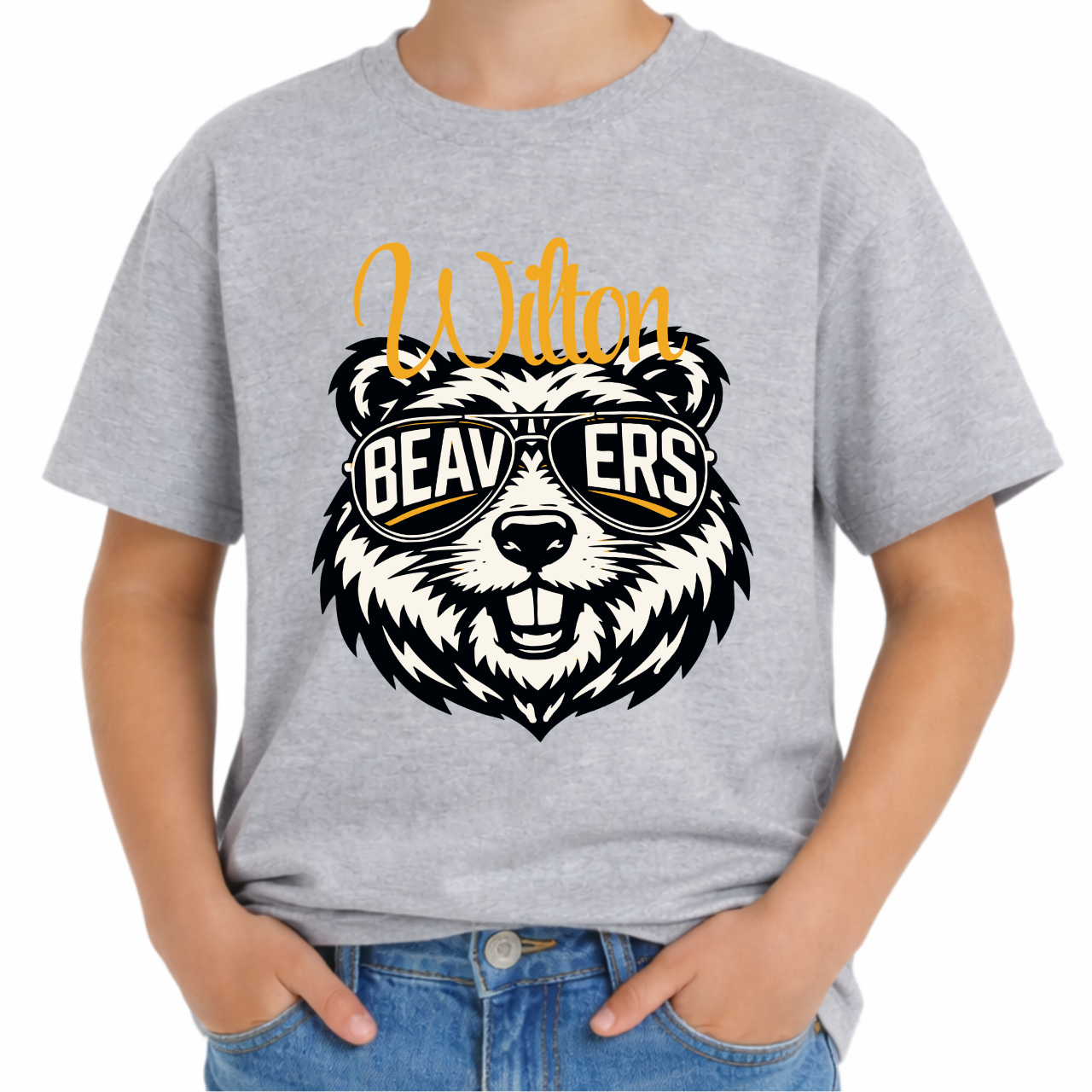 Wilton Beavers Youth Sunglasses Mascot Tee