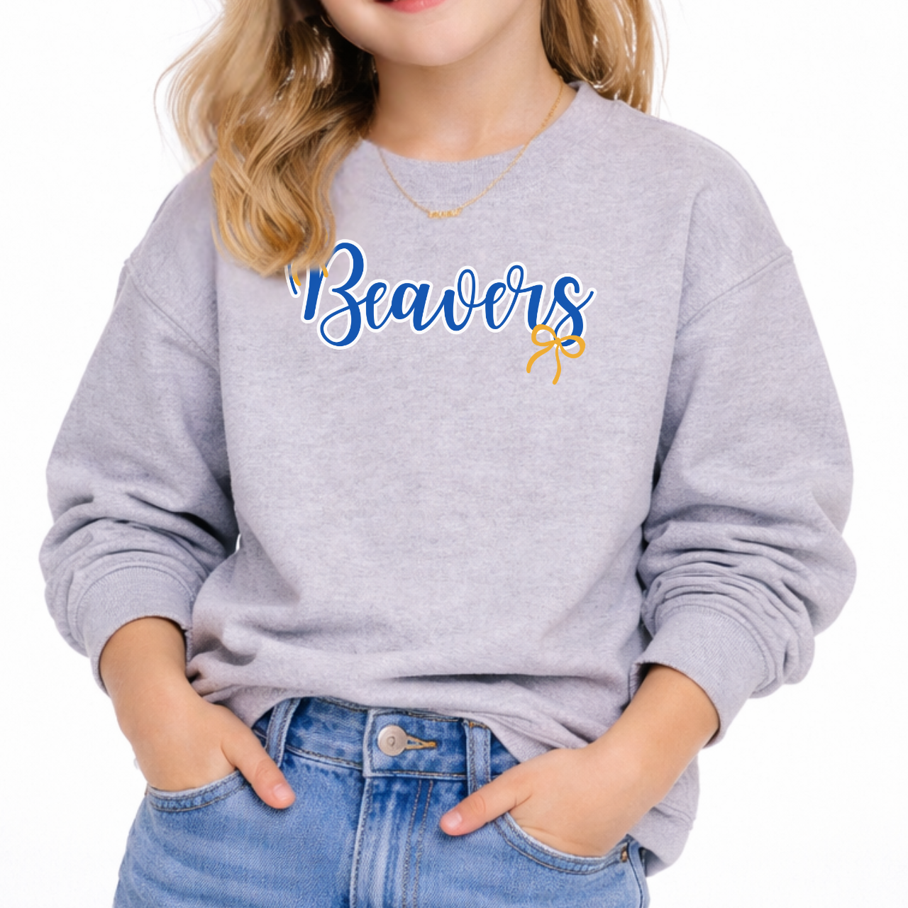 Wilton Beavers Script Youth Crewneck