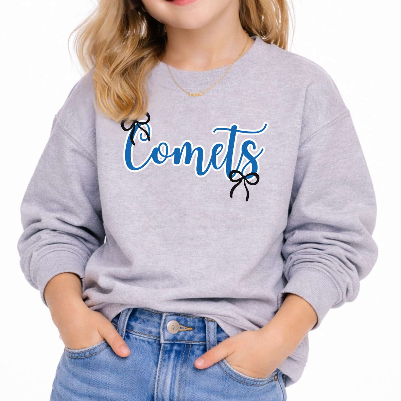 West Liberty Comets Bow Script Youth Crewneck