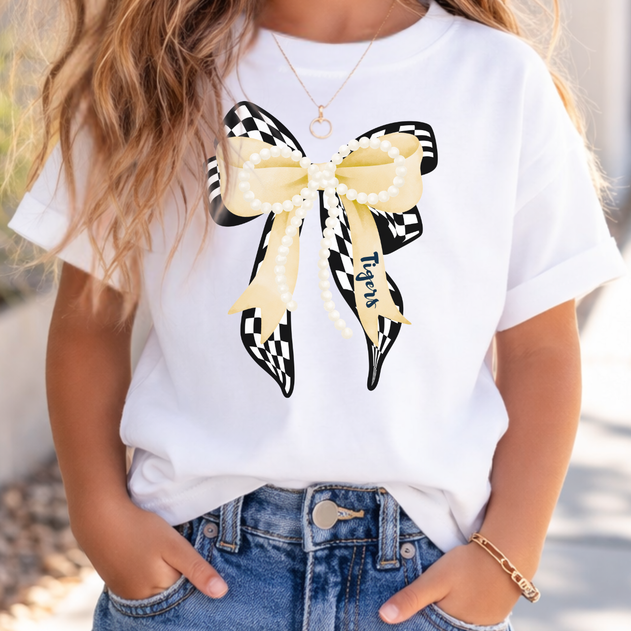 Tigers Pearl Bow Youth Tee