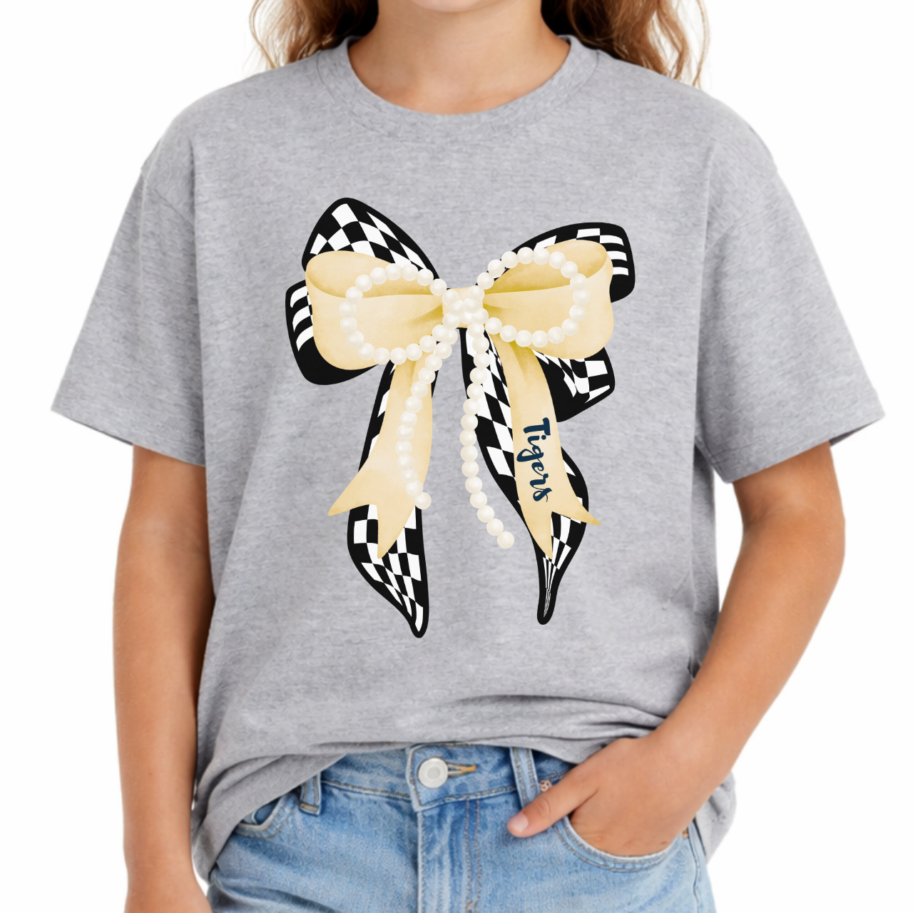 Tigers Pearl Bow Youth Tee