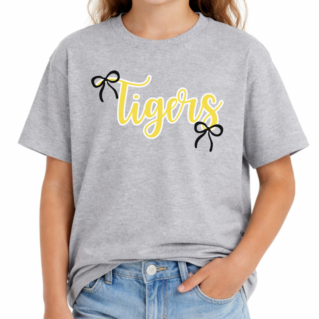 Youth - Tigers Bow Script Youth Tee